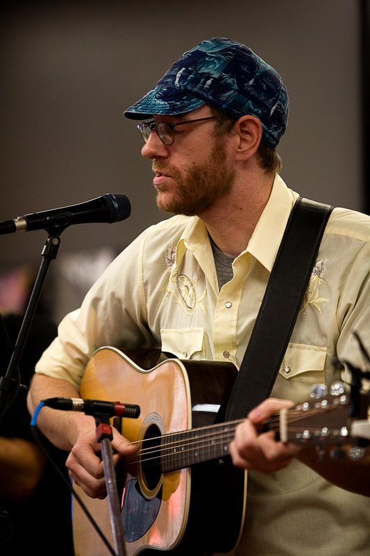 Jonathon Wood performs at local record store