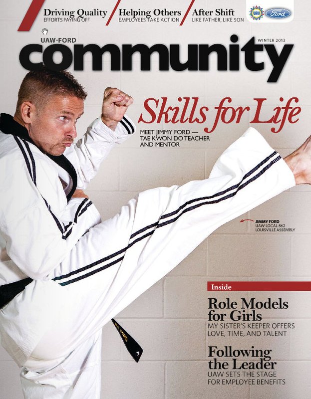 Jimmy Ford on the cover of UAW-FORD Community Magazine