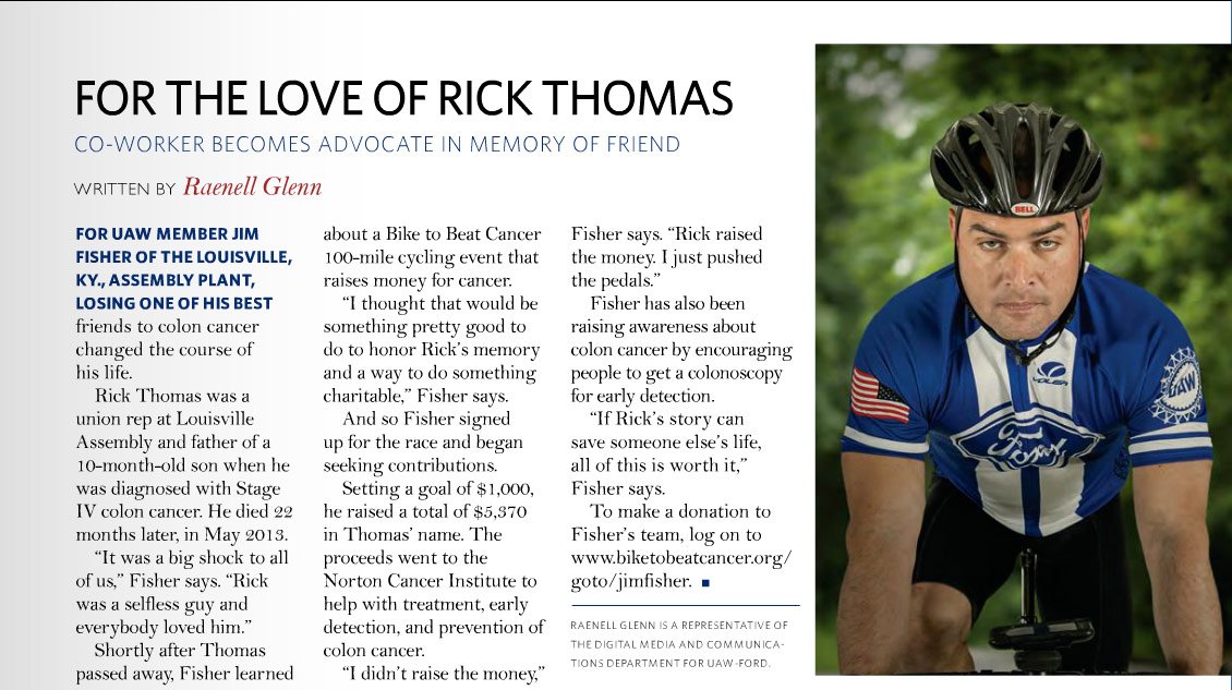 Jim Fisher For the Love of Rick Thomas in UAW-FORD Community Magazine