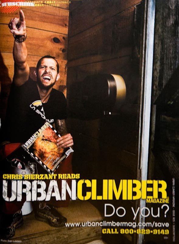 Chris Sierzant takes a dump while reading Urban Climber Magazine
